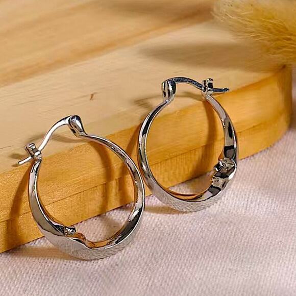 Silver Moon Hoop Minimalist Earrings Earrings - Picture 3 of 7